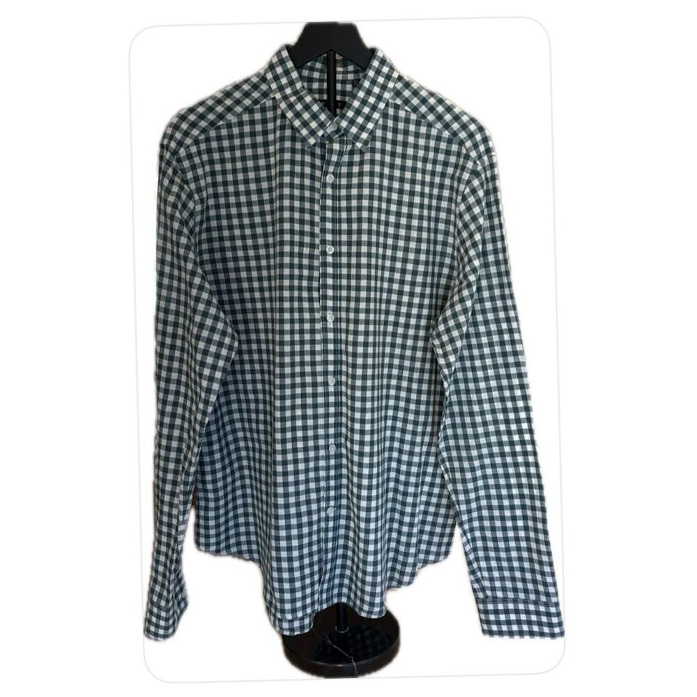 Theory Green Plaid Long Sleeve Button-Down Shirt XL
